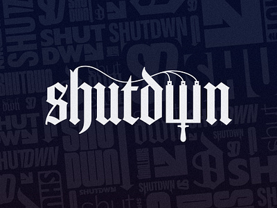 Shutdwn logo iteration band logo baseline branding design font gothic design gothic letters graphic design logo logo concept logo design shutdwn