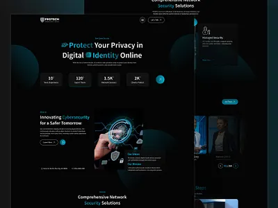 Protech - Cyber Security Services Landing Page cybersecurity design elementor figma landing page protech rometheme tech ui ux web