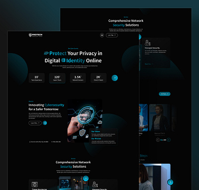 Protech - Cyber Security Services Landing Page cybersecurity design elementor figma landing page protech rometheme tech ui ux web