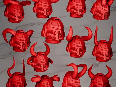 Chaos Space Marines helmets 3d 3d art 3d model 3d printing 3d sculpting blender warhammer