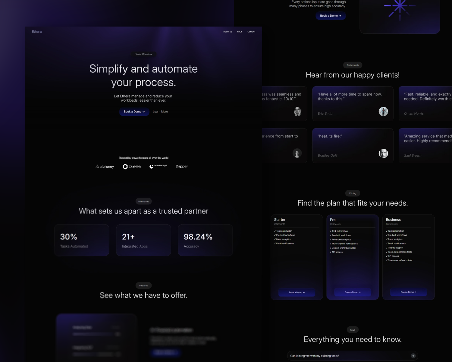 Ethera - AI Workflow Automation framer ui visual