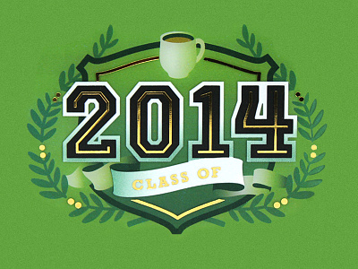 2014 Graduate badge college design gift card herald lettering print typography vector