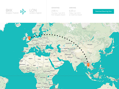 Flight Itinerary App boarding pass digital flat flight centre flights map travel ui web web app