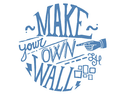 Make your own wall blue branding lettering type