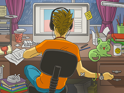 Homework illustration vector workplace