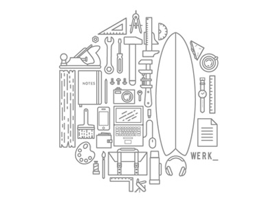 Werk Illustration icons illustration surf tools work