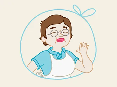 Da Mamma beige blue friendly hand illustration mamma smile vector