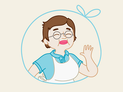 Da Mamma beige blue friendly hand illustration mamma smile vector