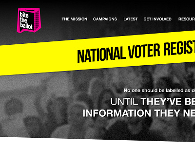 Bite the Ballot NVRD campaign mobile responsive ui ux website