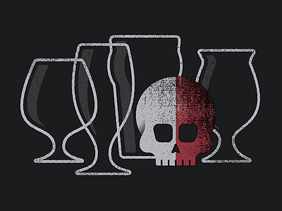 Vessels beer flat glass halftone illustration print reflection screen print silkscreen skull texture