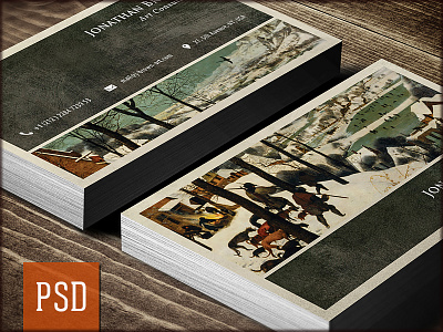 Art Consultant Business Card PSD Template branding business card design illustration photoshop print psd retro template texture typography vintage