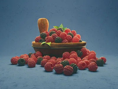 Raspberries. 3d c4d cinema 4d colorful design fruit render texture vray vrayforc4d