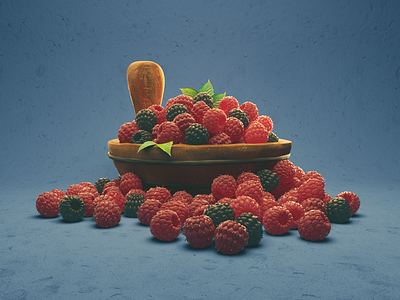 Raspberries. 3d c4d cinema 4d colorful design fruit render texture vray vrayforc4d