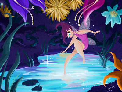 Day 6: Mythical Creature fairy fantasy flowers glowing photoshop water