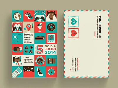 Wedding Invite airplane cat dog donuts heart illustration invite love pattern traveling wedding