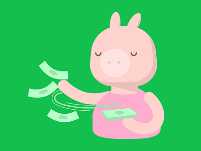 Make it Rain cartoon character colorful finance illustration money pig