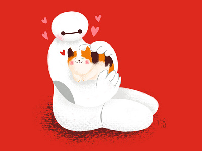 Baymax hug baymax cat character disney furry baby illustration red