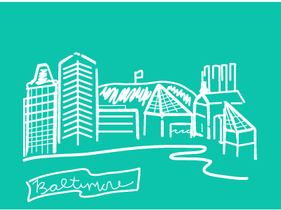 Baltimore Skyline Illustration adobe illustrator baltimore city drawing illustration skyline