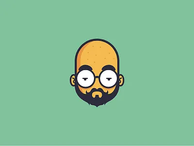 Bored Bald Guy bald beard character flat geek glasses illustration vector