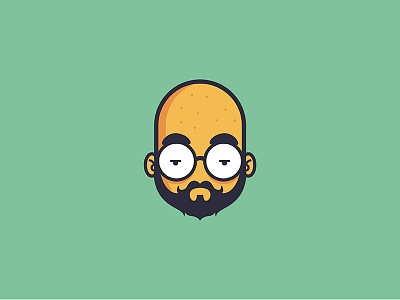 Bored Bald Guy bald beard character flat geek glasses illustration vector