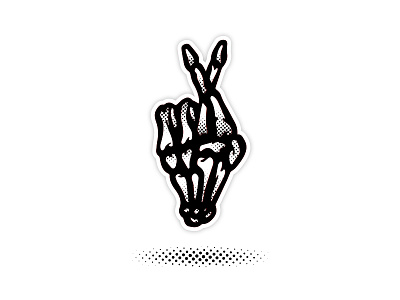 Hand black bones dead dot finger hand illustration luck skull stickers stroke white
