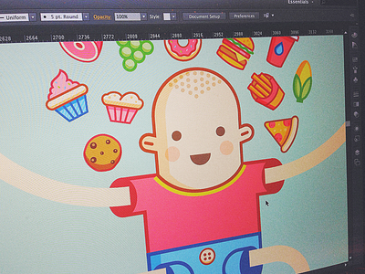 Food WIP burger cookies corn cupcake flat food icons illustration peek pizza simple sneak