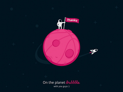 Thanks astronaut debut dribbble planet thanks