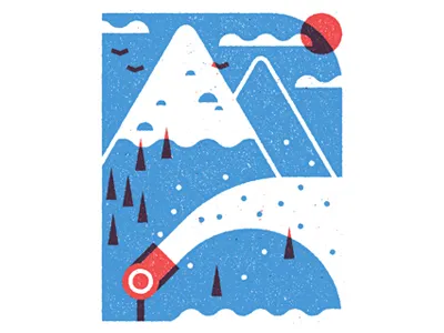 Monocle Alpino alpino editorial illustration monocle print skiing slopes snow spot texture vector winter