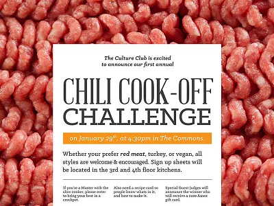 Chili cookoff Poster chili losttype meaty print