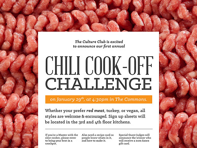 Chili cookoff Poster chili losttype meaty print