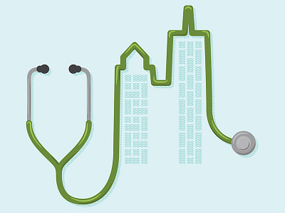 Healthcare + Business building cityscape illustration insurance simple stethoscope