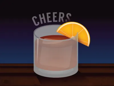 Hello Dribbble! cheers cocktail illustration illustrator old fashioned vector
