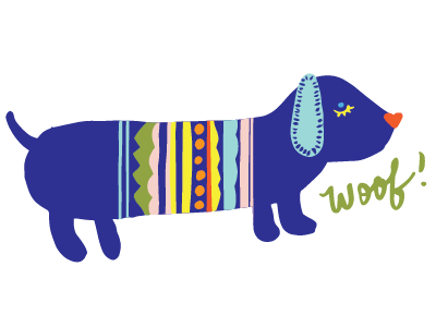 woof! art dog illustration pattern weiner dog woof