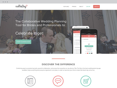 Plan The Day Homepage app homepage saas webapp wedding