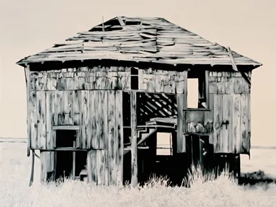 Hotel near Donner, OR art ghost town oil painting