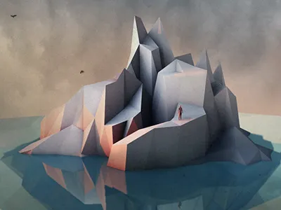 Iceberg Man 3d cinema cinema4d iceberg island lowpoly man mountain