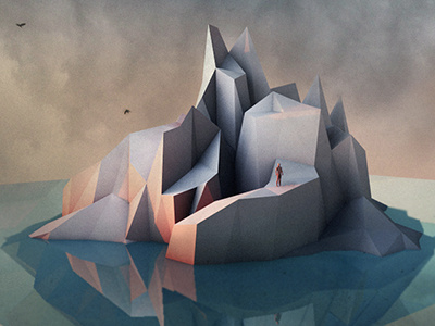 Iceberg Man 3d cinema cinema4d iceberg island lowpoly man mountain