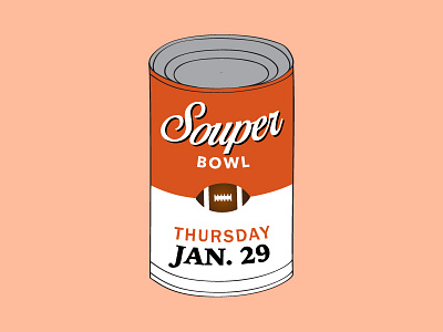 Souperbowl andy warhol art inspired cambells football illustration soup super bowl vector warhol