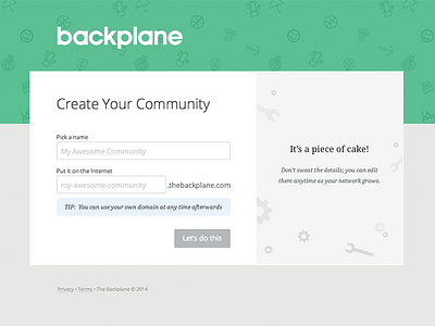 Backplane - Create Network community social network wizard