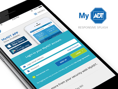 MyADT Responsive Splash design responsive