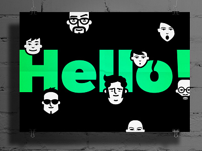 Hello avatar face icon illustration poster simple