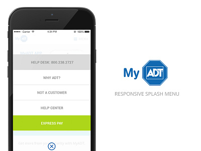 MyADT Responsive Splash Menu design responsive