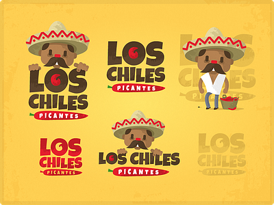 Los chiles picantes chile logo mexico muchacho pepper restaraunt sombrero zerographics