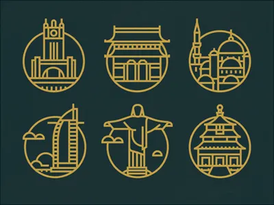 Travel the World beijing buildings capital cities clouds dubai icons istanbul rio structure travel vector