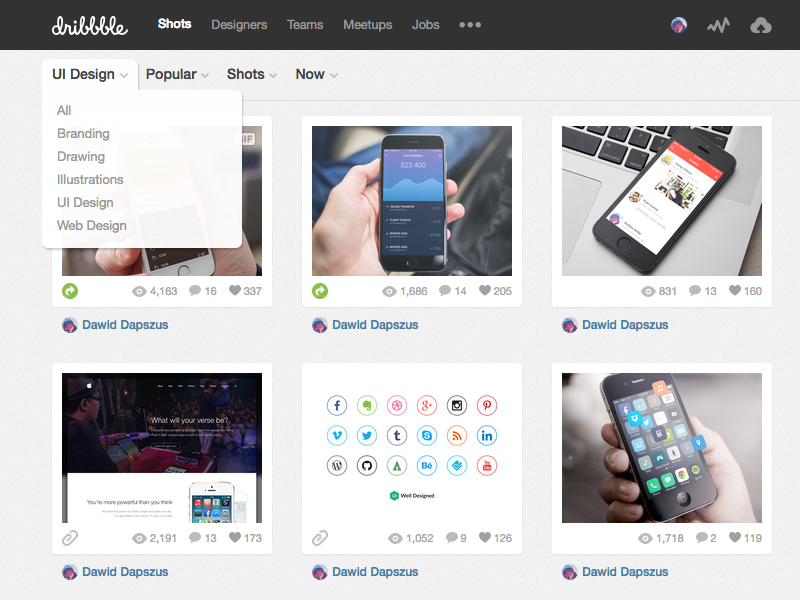 Dribbble Category Feature category dribbble drubbbler feature html popular shots shots