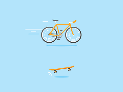 Rollin' bicycle city life flat illustration skateboard