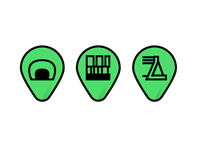 Rotterdam Architecture Icons architecture black green icon icon design icons illustrator line map pin rotterdam