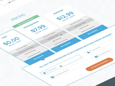 Webapp Pricing Tables photoshop pricing pricing table table ux design web design