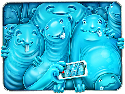 Selfie camera character emotion fun illustration monster shot smile tongue