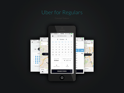 Uber for Regulars Concept Feature apps calendar concept dark mobile prototype uber ui ux wireframes